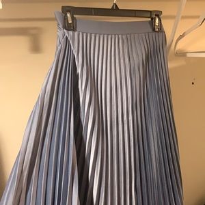 Smokey blue silk midi skirt